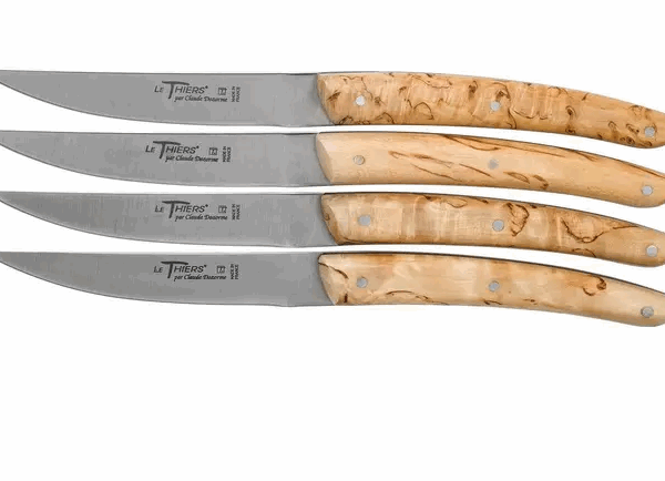 Claude Dozorme Le Thiers set de couteaux à steak 4 pièces, bois de bouleau noir