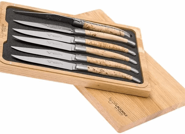 Laguiole en Aubrac set de 6 couteaux à steak, bouleau, 62C99BHIH