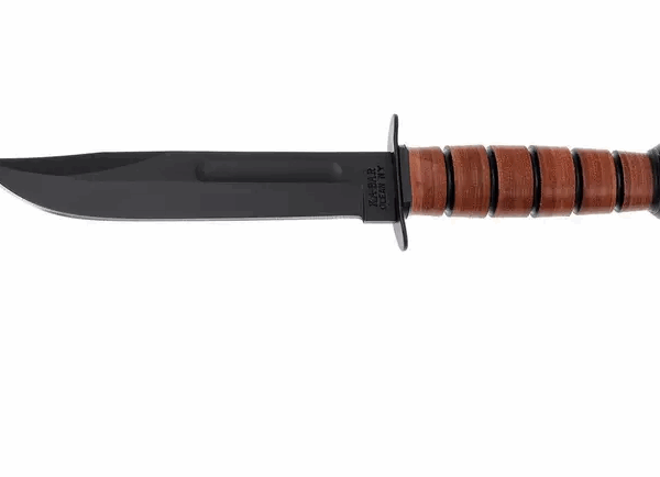 KA-BAR USMC 1217 bord uni, cuir, étui en cuir