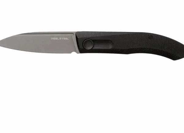 Real Steel Stella Black Canvas Micarta 7055 Knivesandtools Couteau de poche exclusif, design Poltergeist