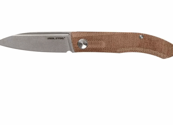 Real Steel Stella Natural Canvas Micarta 7056 Knivesandtools Couteau de poche exclusif, design Poltergeist