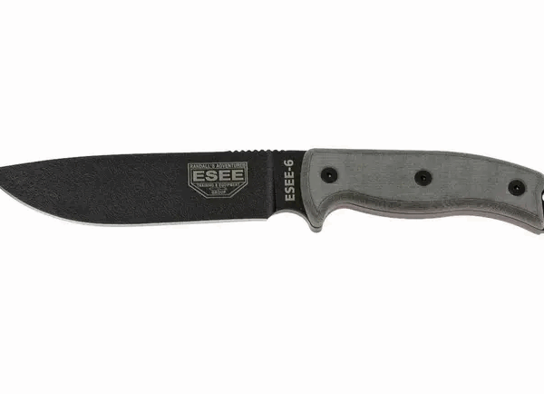 Couteau de survie ESEE Model 6 black blade, grey handle 6P-KO sans étui