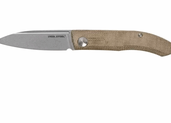 Real Steel Stella Green Canvas Micarta 7057 Knivesandtools Couteau de poche exclusif, design Poltergeist
