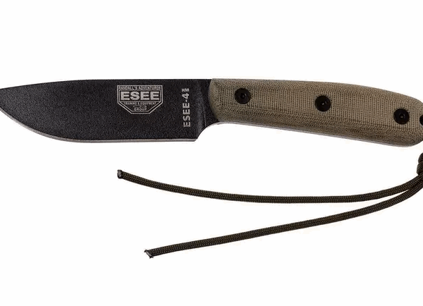 Couteau de bushcraft ESEE Model 4HM Modified Handle, étui en cuir