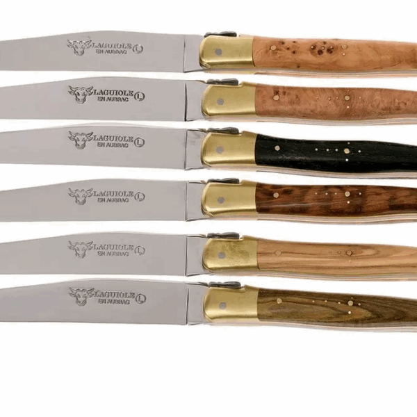 Laguiole en Aubrac - coffret de 6 couteaux steak bois mixte