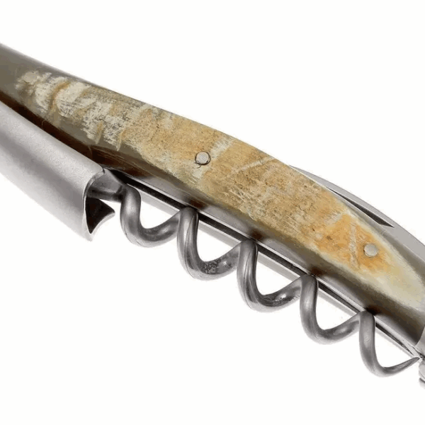 Forge de Laguiole SOM1CASAT, couteau sommelier mat, corne de vache Aubrac