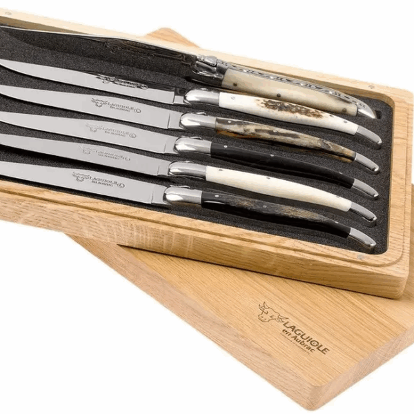 Coffret de couteaux à steak Laguiole en Aubrac 6 pièces corne mixte, 62C99CKI