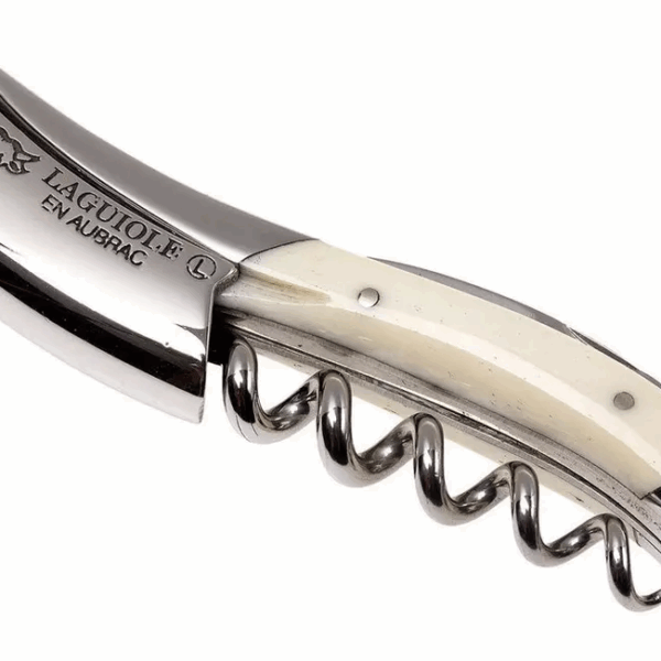 Laguiole en Aubrac Couteau sommelier os brillant blanc LSI1