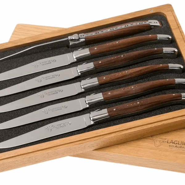 Laguiole en Aubrac Morado 62C99MORIH Coffret 6 couteaux steak violet coeur