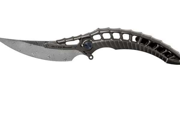 Rike Knife Alien4 Damasteel Dark Grey couteau de poche