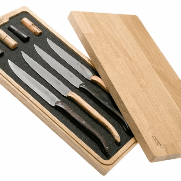 Laguiole en Aubrac set de couteaux à steak 4 pièces bois mixte avec porte-couteaux