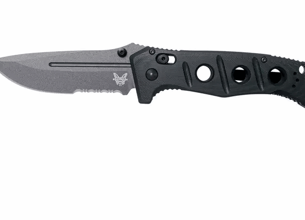 Benchmade 275SGY-1 Sibert Adamas Black G10, Tungsten Grey Couteau de poche dentelé, design Shane Sibert