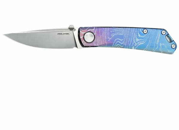 Couteau de poche Real Steel Luna Boost Titanium Exclusive RL7071FD, motif Fine TI-Damas
