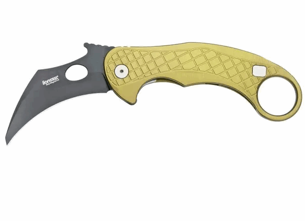 LionSteel LEOne LE1-A-GB MagnaCut, Black, Green Aluminium, couteau de poche Karambit