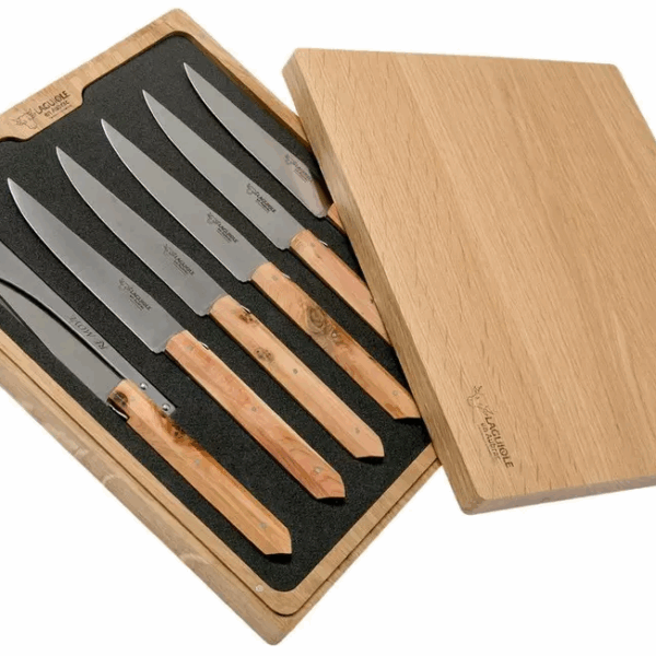 Laguiole en Aubrac Re-move set de 6 couteaux steak genévrier