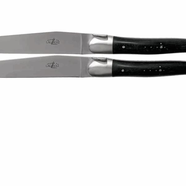 Forge de Laguiole, LAT22MINEB, set de 2 couteaux à steak mat, bois d'ébène