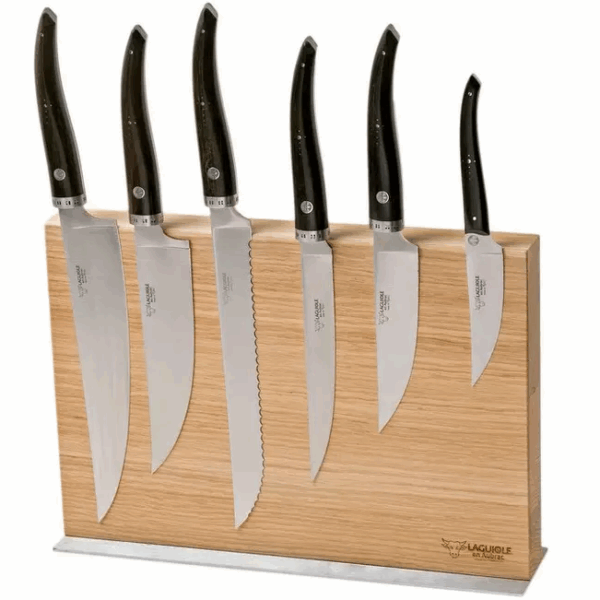 Laguiole en Aubrac Gourmet COL99CUIGOEBIB Coffret 6 couteaux bois d'ébène avec bloc couteaux