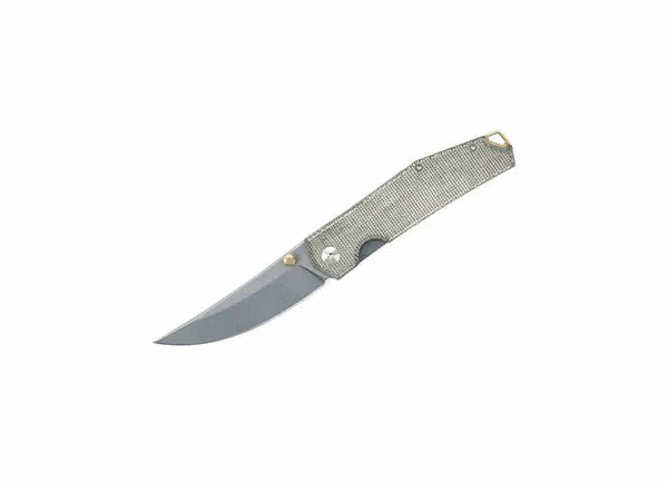 GiantMouse ACE Clyde Green Canvas Micarta, Brass, couteau de poche, Ansø en Voxnaes design