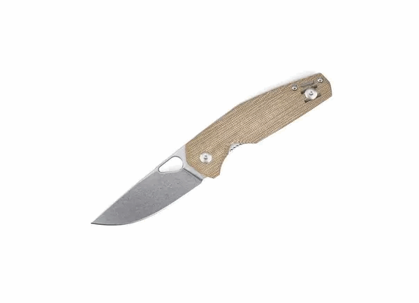 Couteau de poche GiantMouse ACE Nimbus V2 Natural Canvas Micarta, design Ansø et Voxnaes
