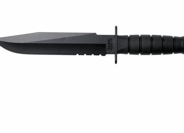 KA-BAR Fighter 1271 partiellement dentelé, couteau fixe, étui en plastique