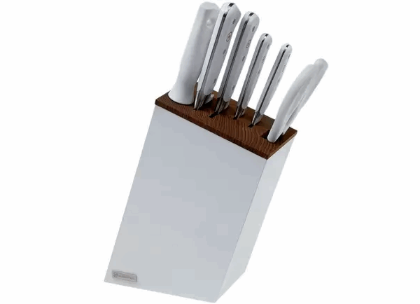 Wüsthof Classic set de couteaux 6 pièces blanc "version couteau à pain" avec bloc de couteaux mince