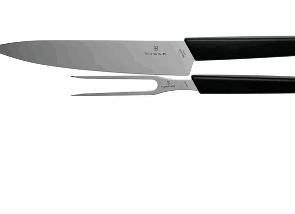 Couteau à découper et fourchette à viande Victorinox Swiss Modern, noir