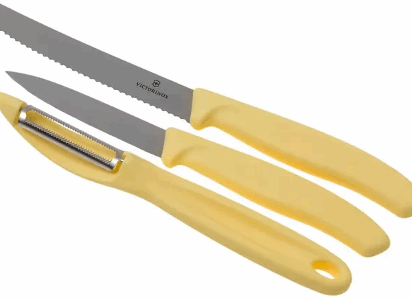 Victorinox SwissClassic 6.7116.31L82 Set de 3 couteaux à légumes, jaune