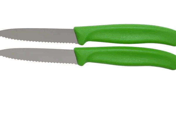 Couteaux à légumes dentelés Victorinox SwissClassic vert 8 cm, lot de 2, VT6-7636-L114B