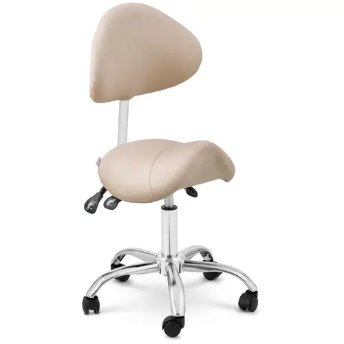 Siège-selle de cheval - Dossier et siège réglables en hauteur - 55 - 69 cm - 150 kg - Crème, Argent