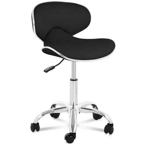 Tabouret de bureau avec dossier - 48 - 62 cm - 150 kg - Noir