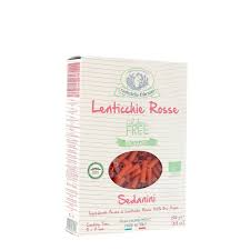 Bio Sedanini Lenticchie Rosse avec farine de lentilles corail 250 g pack - Rustichella d'Abruzzo