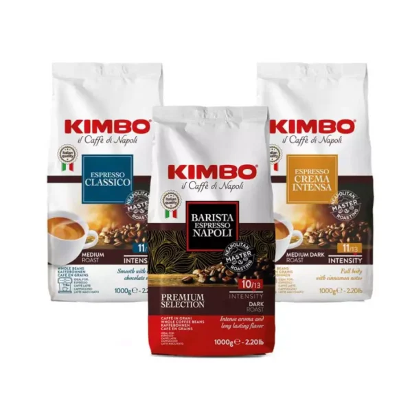 Kimbo Coffee Beans Tasting Set: Classico, Barista Espresso Napoli and Crema Intensa 1 kg x 3