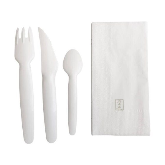 Kit couverts jetable papier 4 en 1 - par 250