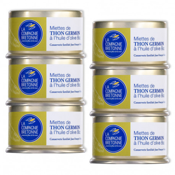 MIETTES DE THON BLANC GERMON À L'HUILE D'OLIVE BIO - LOT DE 6