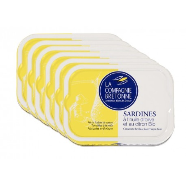 SARDINES À L'HUILE D'OLIVE ET AU CITRON BIO - LOT DE 6