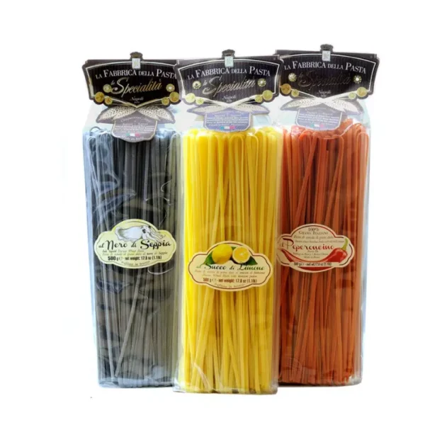 Linguine Gourmet Pasta Set - Chilli Pepper Lemon Black Squid Ink 500 x 3