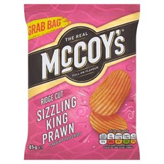McCoys Sizzling King Prawn Ridge Cut Crisps 45g (36 Pack)