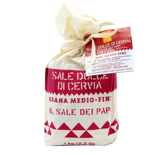 Medium Fine Sweet Salt of Cervia in Cotton Gift Bag the Salt of the Popes 1 kg