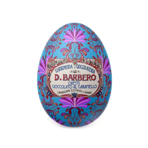 Metal egg tin with chocolate eggs and caramel 100 g