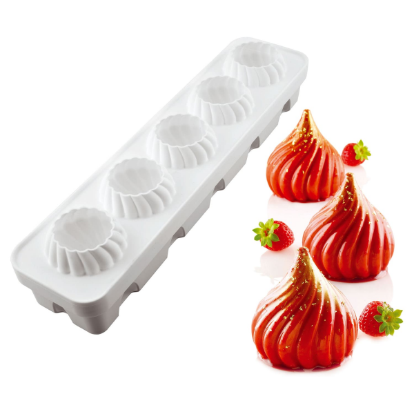 Moule silicone 5 sphères torsadées 3D