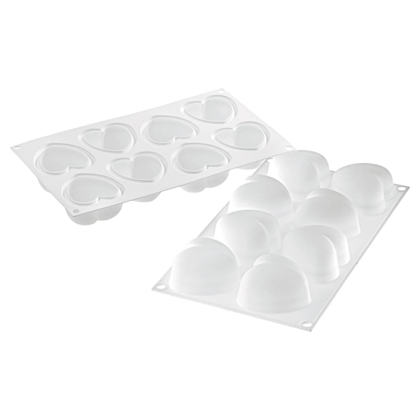 Moule silicone 8 cœurs bombés