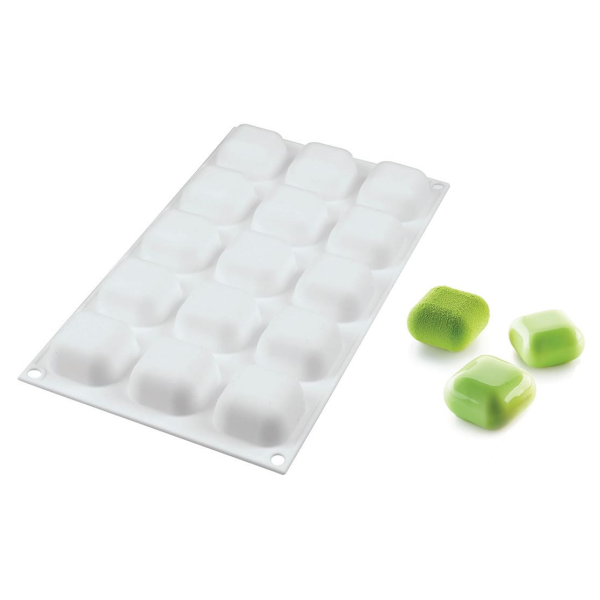 Moule silicone 15 carrés bombés