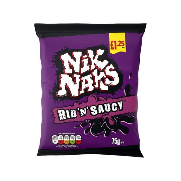 Nik Naks Rib 'N' Saucy 75g £1.25 (20 Pack)