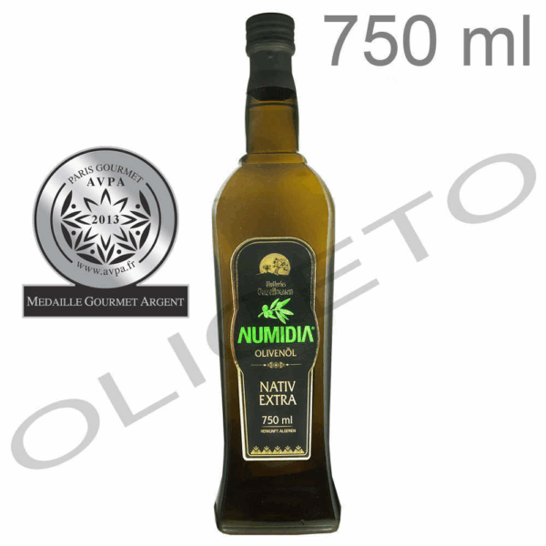 Huile d'olive Numidie pure variété de l'olive Chemlal 750 ml - Huileries Ouzellaguen, Algérie