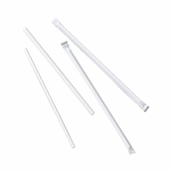 Paille carton droite blanche Ø 0,6 x 20 cm - par 500