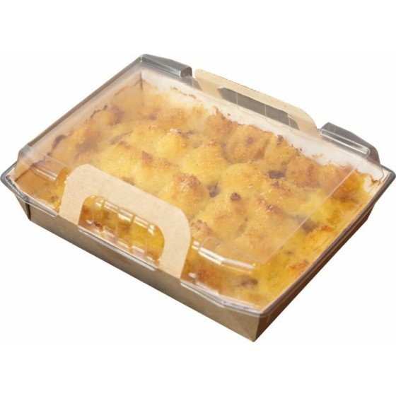 Panier chaud kraft brun 850 ml avec couvercle - par 25