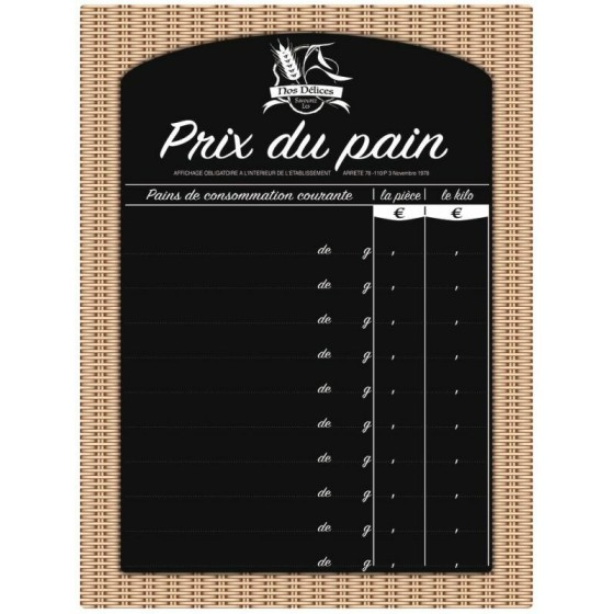 Panneau ardoise pour affichage prix du pain 30 x 40 cm - à l'unité