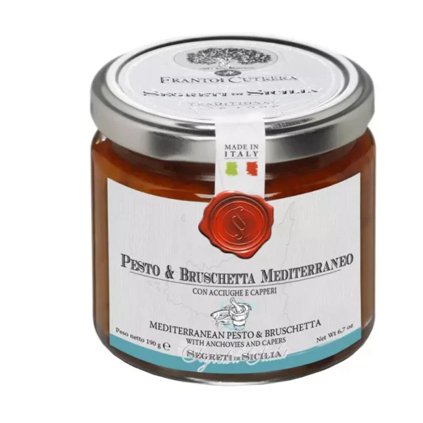 Pesto and Bruschetta Mediterraneo with Anchovies and Cappers 190 gr