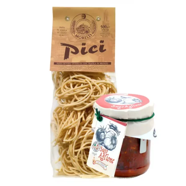 Pici with Aglione Sauce set - Pasta Morelli 500 gr and Sauce Casa Lombardi 180 gr