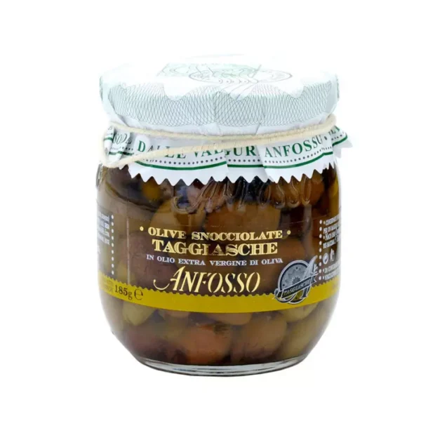 Pitted Taggiasche Olives in Extra Virgin Olive Oil 185 gr